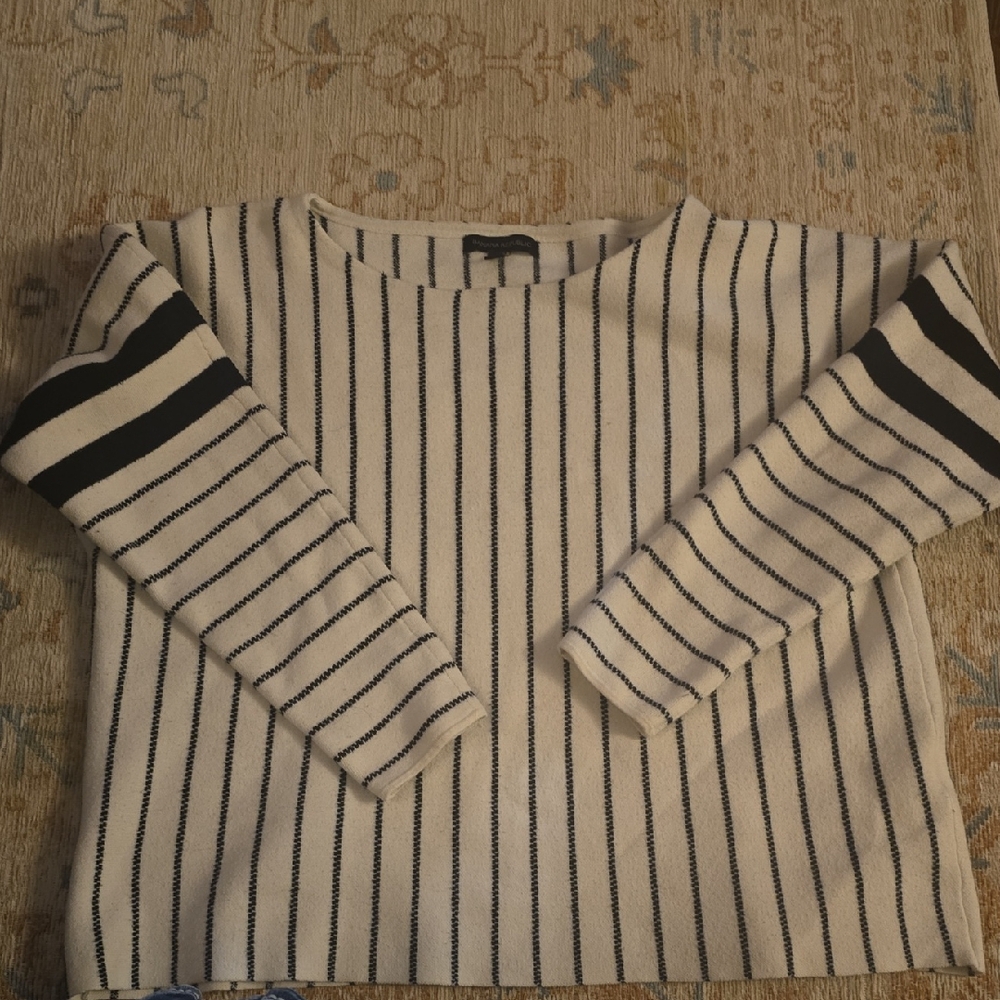 Banana Republic Black and White Striped Sweater